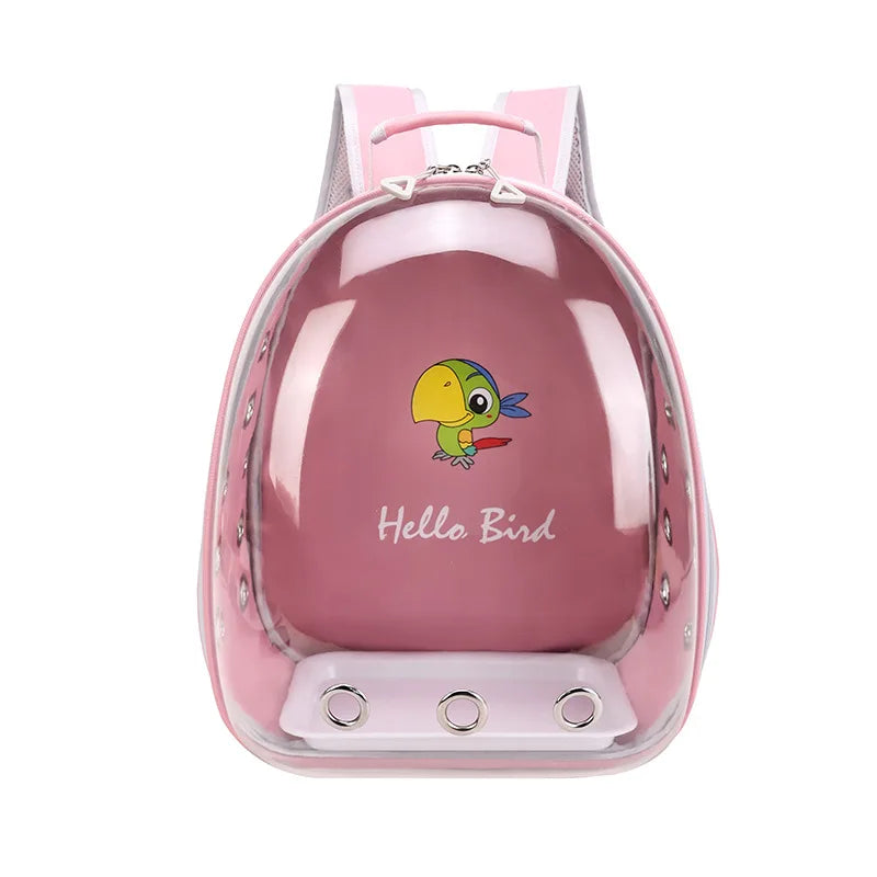 Portable Bird Cage with Prech Feeder and Tray, Acrylic Pet Backpack Bag, Parakeet, Cockatiel, Parrot, Bunny, Travel