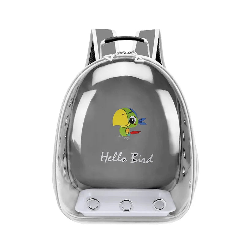 Portable Bird Cage with Prech Feeder and Tray, Acrylic Pet Backpack Bag, Parakeet, Cockatiel, Parrot, Bunny, Travel