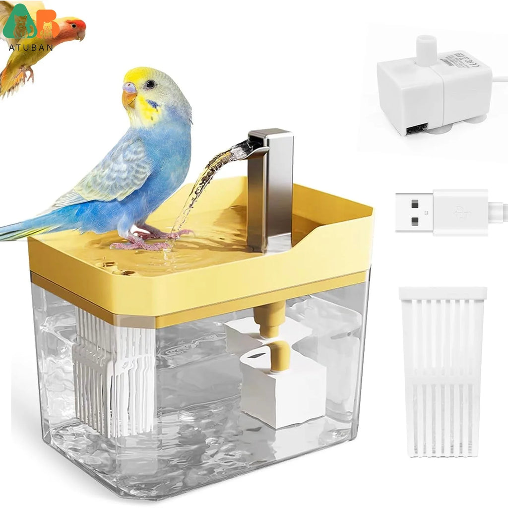 ATUBAN Automatic Parakeet Bird Bath with Pump, Bird Shower Fountain Indoor Bathtub with Running Water, Parrot Bath Tub Faucet